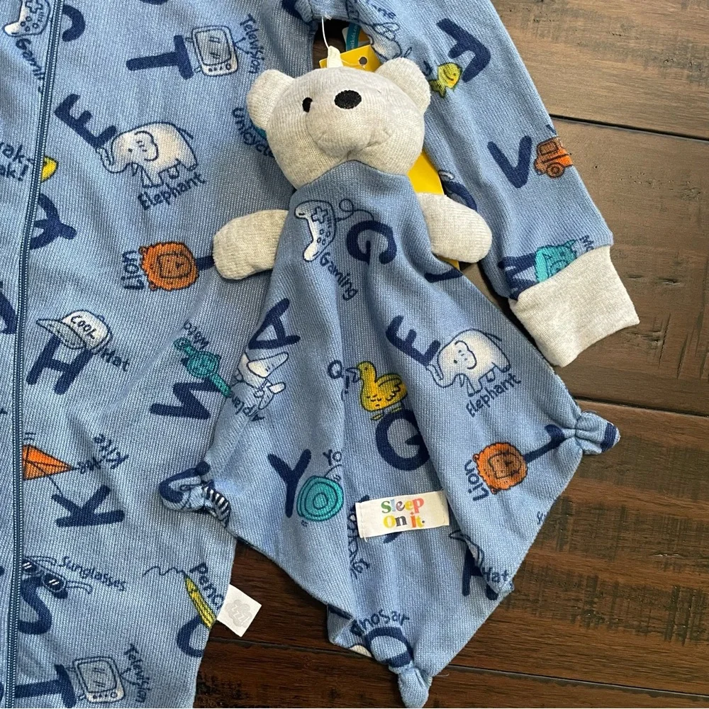 Sleep On It Alphabet Print Pajamas with Matching Lovey NWT